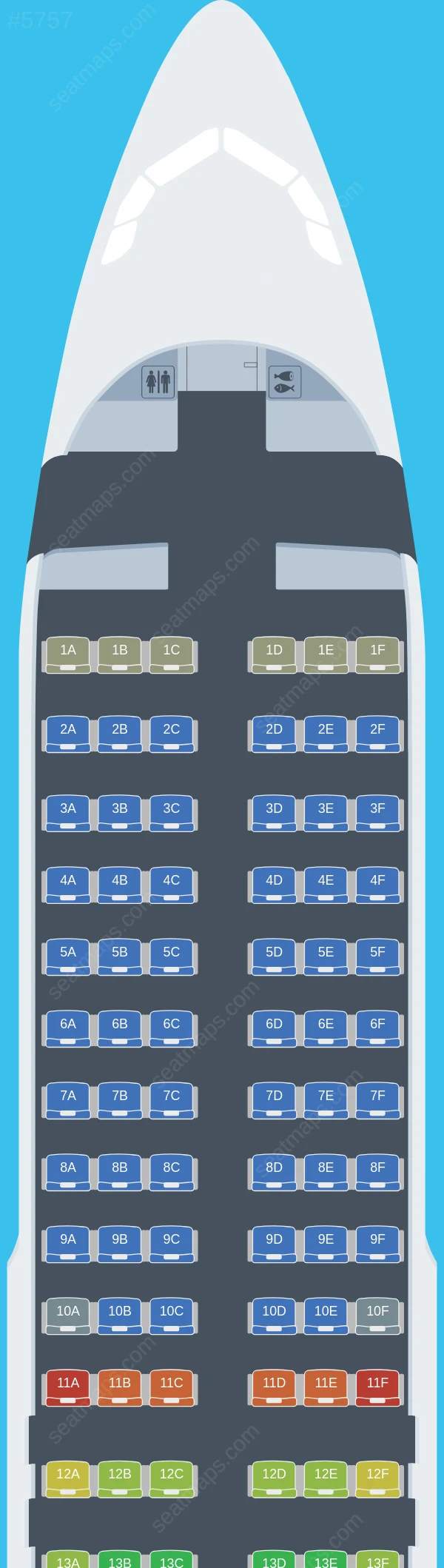 Frontier Airlines Airbus A320neo seatmap preview