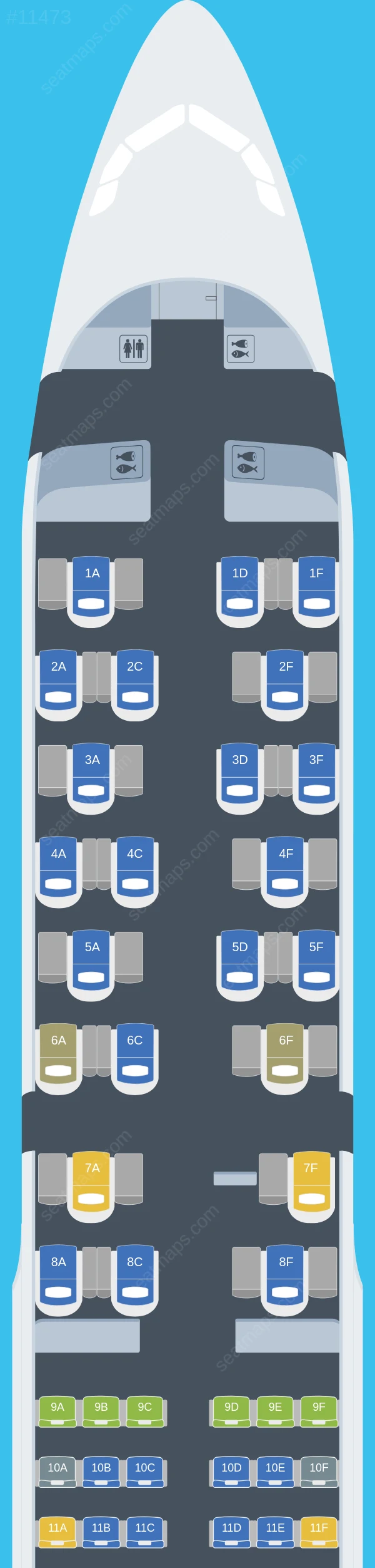 Fly2Sky Airbus A321-200 V.1 seatmap preview