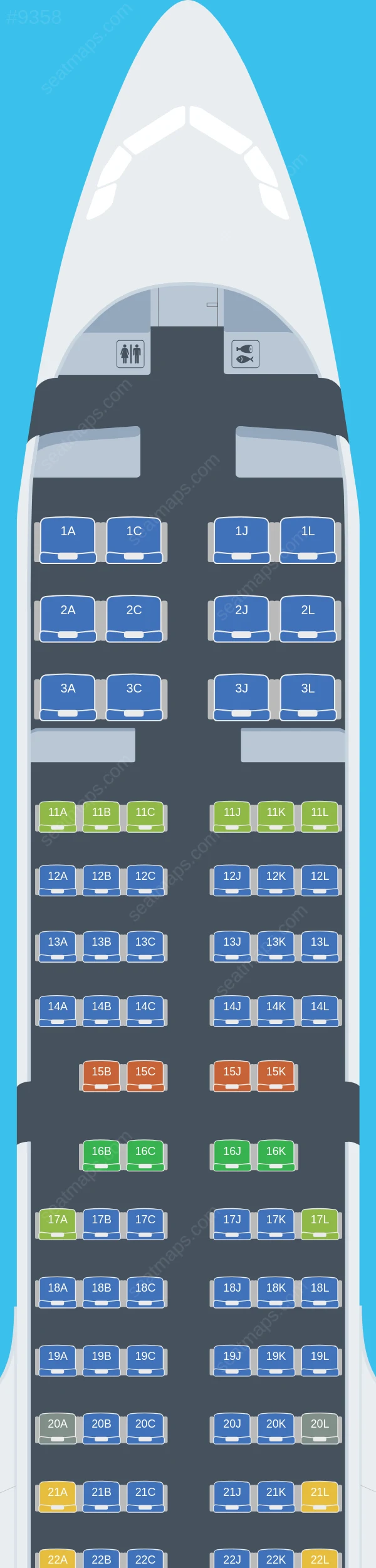 Air China Airbus A321neo V.1 seatmap preview