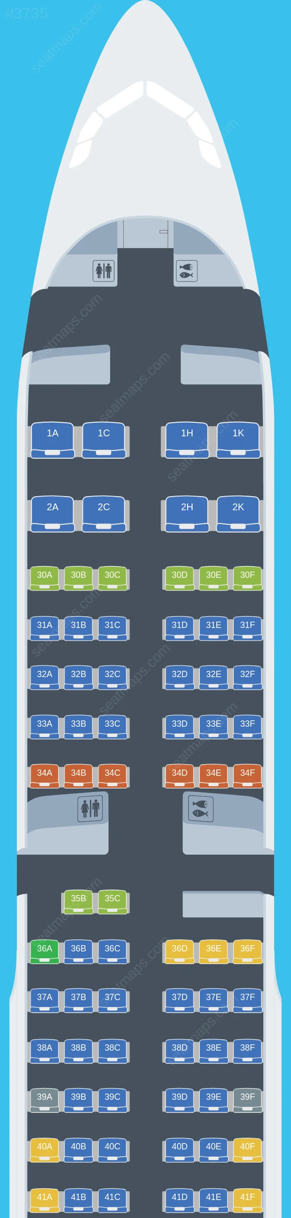 Sichuan Airlines Airbus A321-200 V.1 seatmap preview