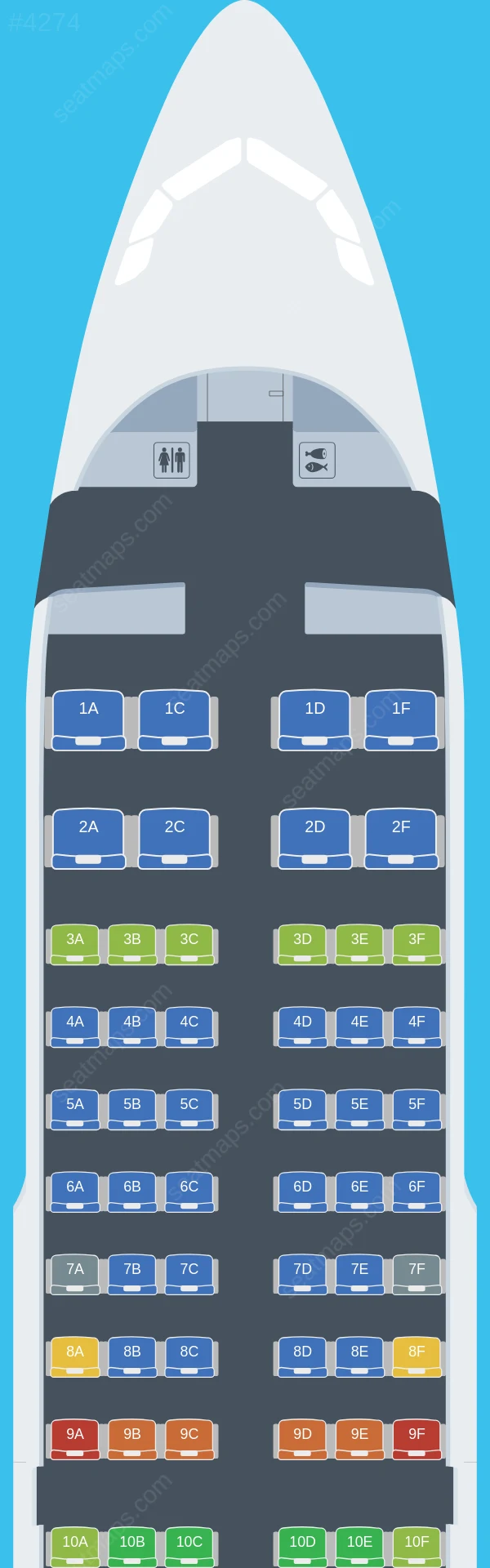 Ural Airlines Airbus A319-100 seatmap preview