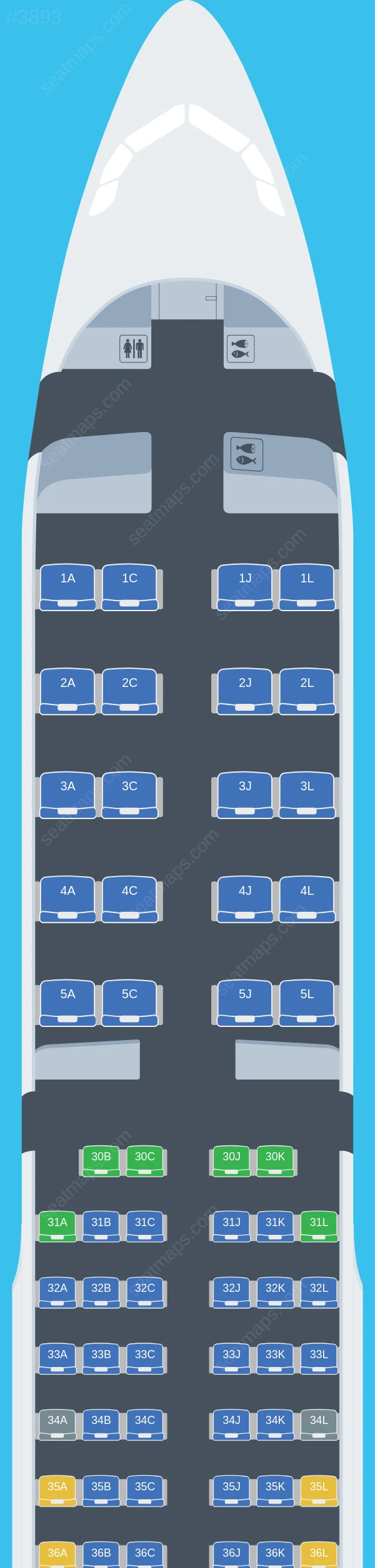 Saudia Airbus A321-200 seatmap preview