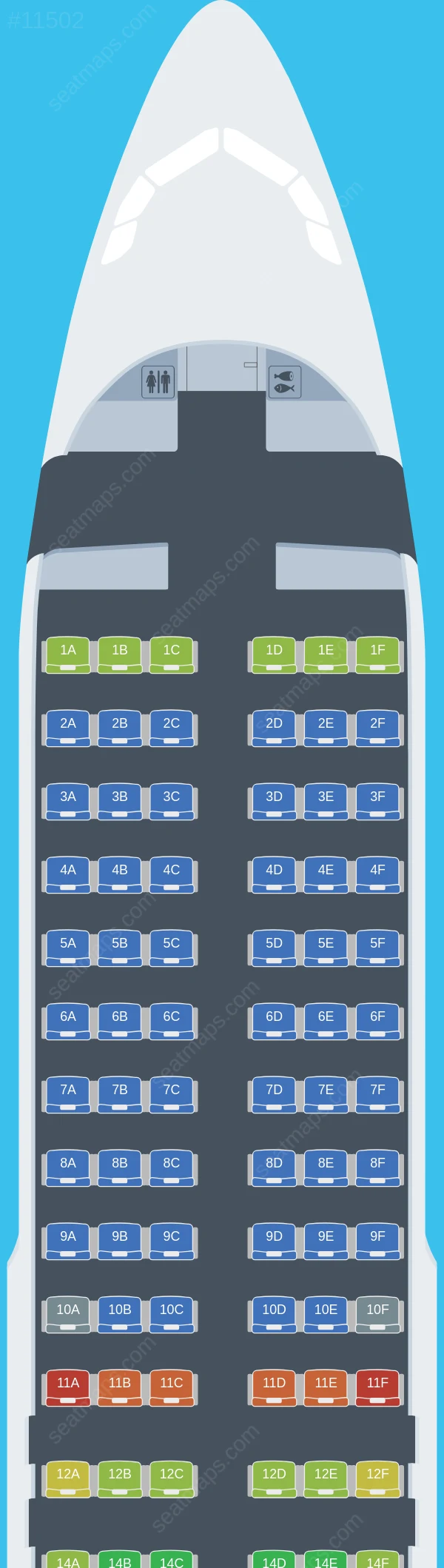 Air India Express Airbus A320neo seatmap preview