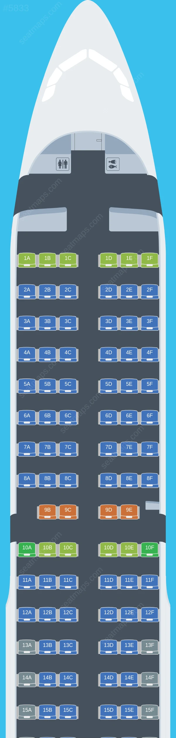 JetBlue Airways Airbus A321-200 V.2 seatmap preview