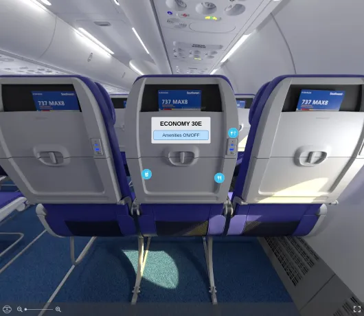 Southwest Airlines Boeing 737 MAX 8 seat maps 360 panorama view