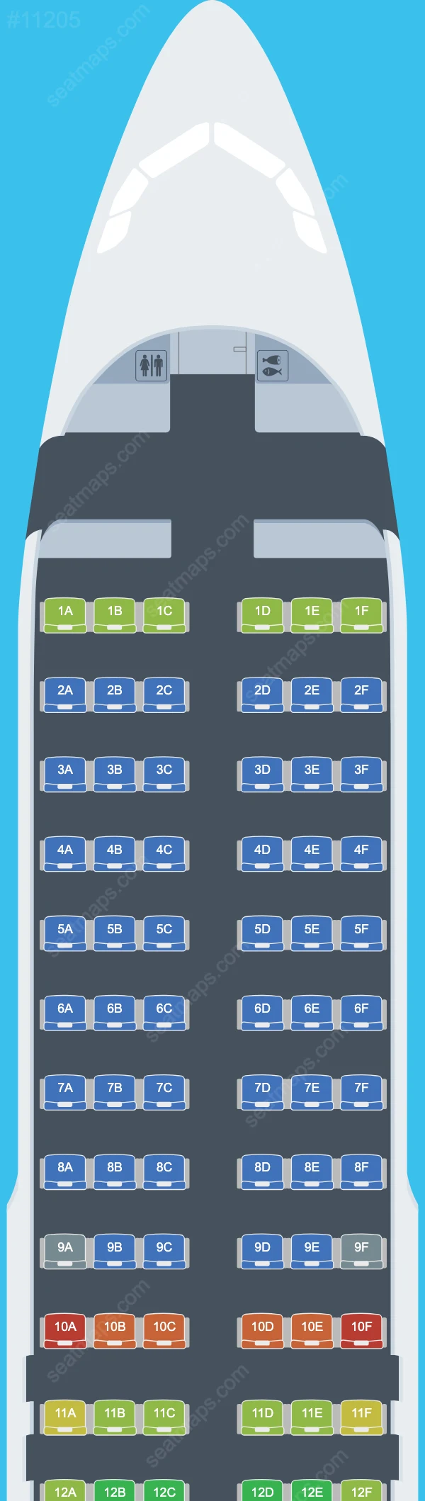 Armenian National Airlines Airbus A320-200 seatmap mobile preview