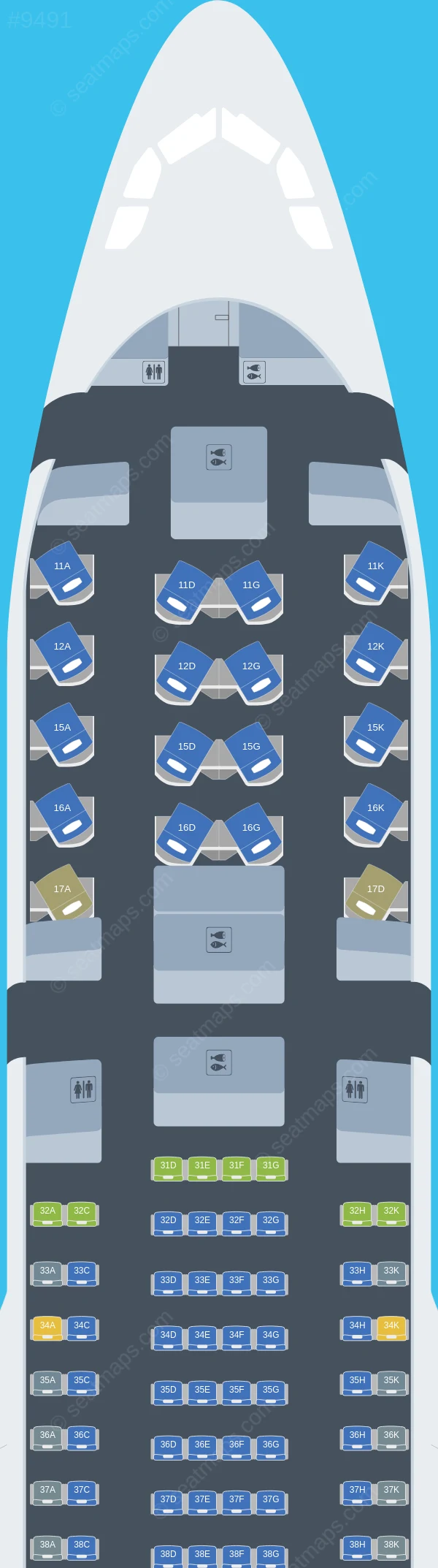 Capital Airlines (Beijing) Airbus A330-200 V.2 seatmap preview