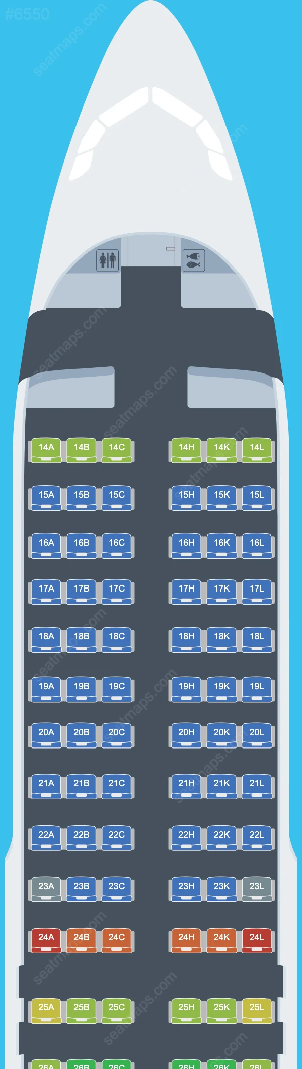 Схема салона AZAL Azerbaijan Airlines в самолете Airbus A320 A320-200 V.1