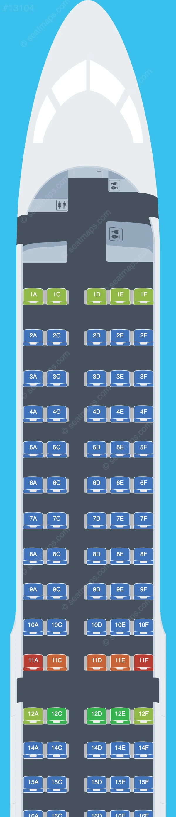 Cyprus Airways Airbus A220-300 V.2 seatmap preview
