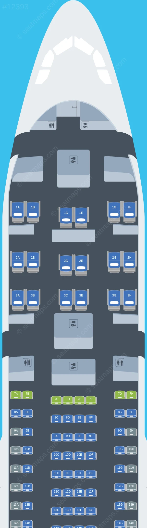 T'way Air Airbus A330-200 seatmap preview