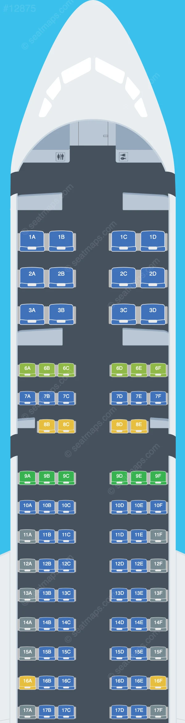 Cubana de Aviación S.A. Tupolev Tu-204-100 seatmap preview