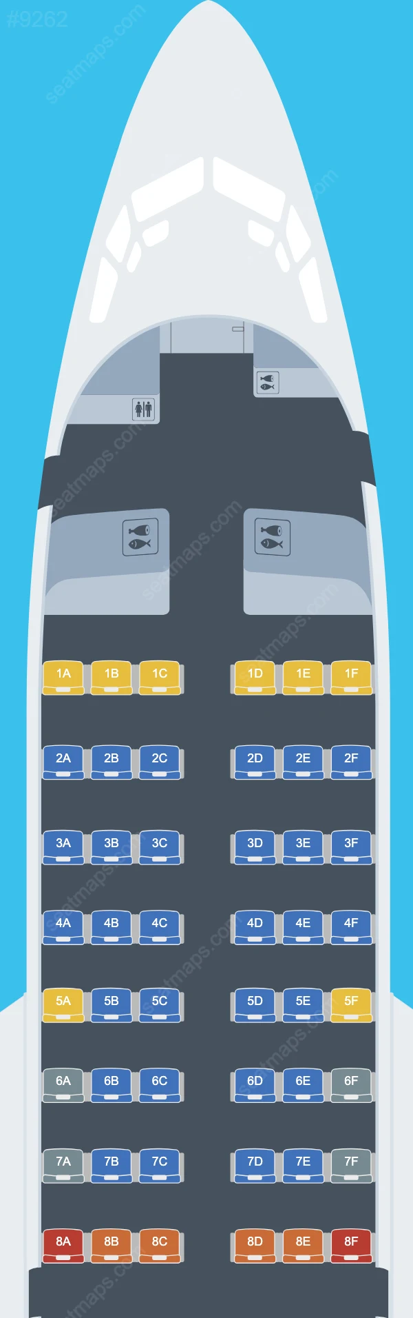 Схема салона Badr Airlines в самолете Boeing 737 737-500