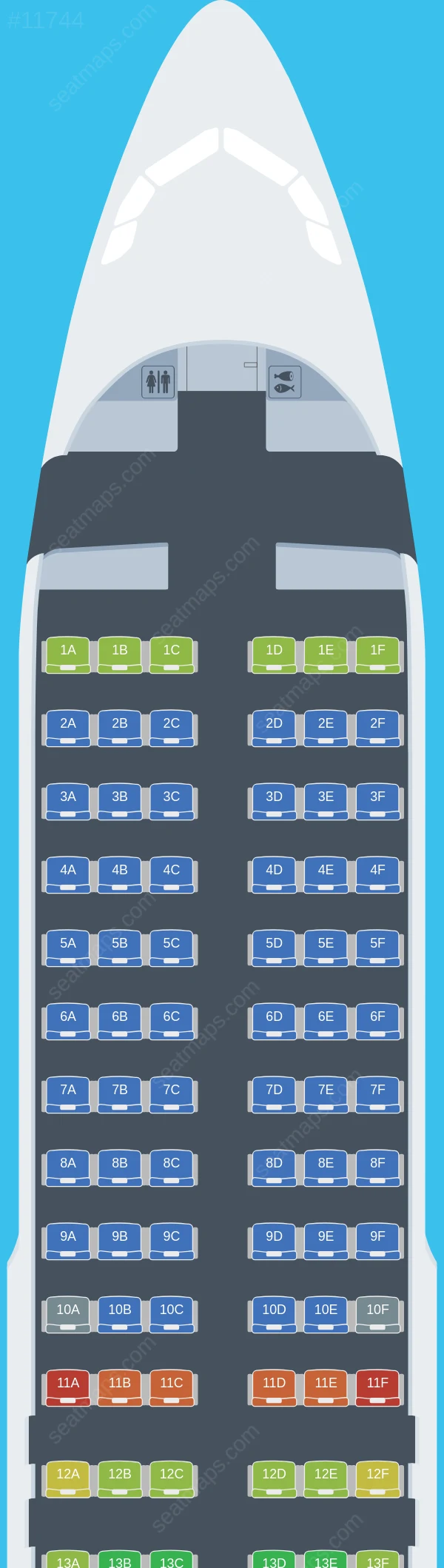Plans des sièges de l'avion Airbus A320neo de Transavia France A320neo