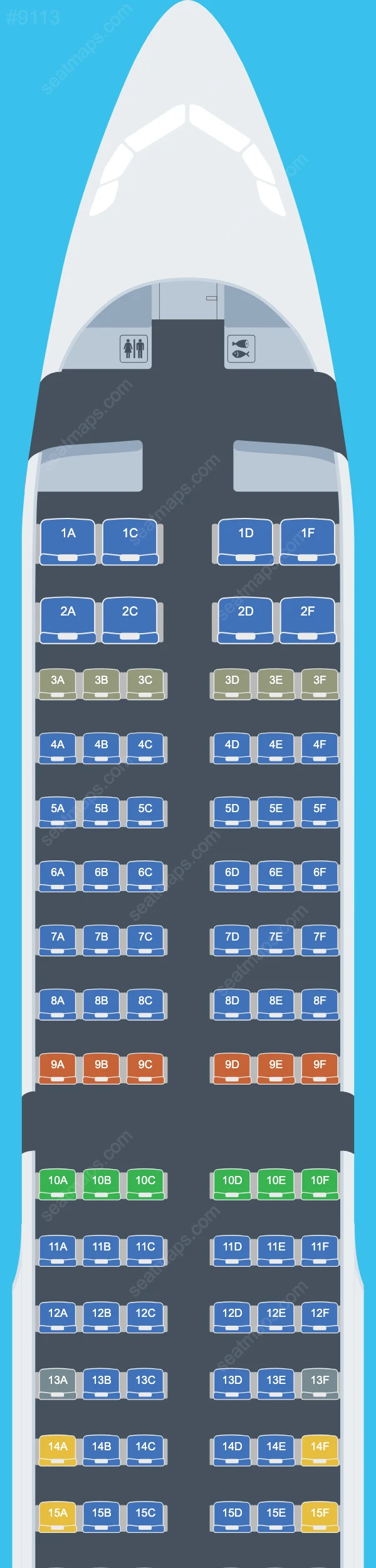 Схема салона Bamboo Airways в самолете Airbus A321 A321-200