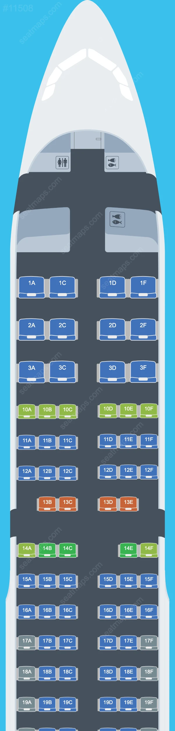 GlobalX Airbus A321 aircraft seat map  A321-200 V.2