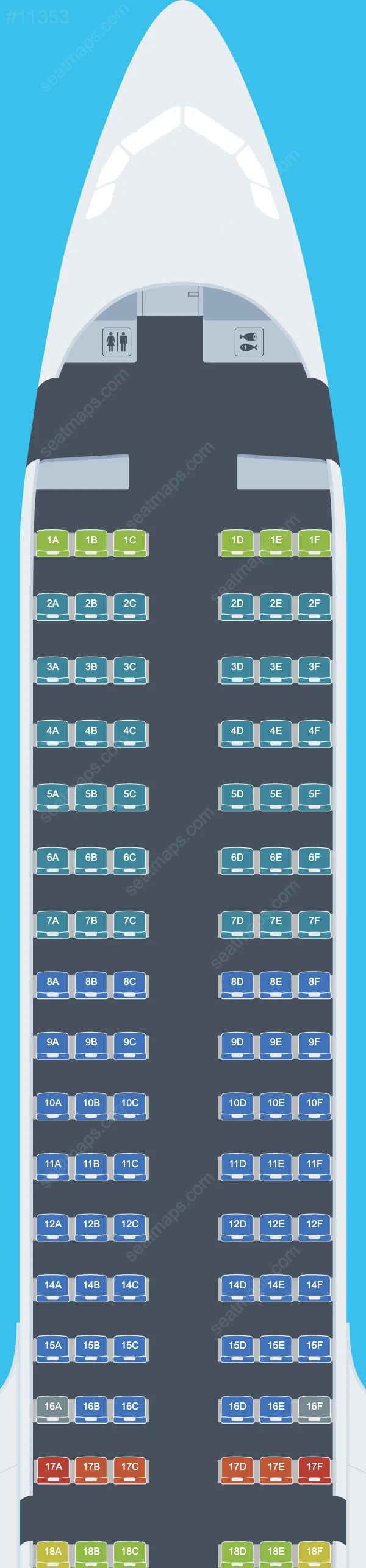 Seat map of Airbus A321 Eurowings updated 2024