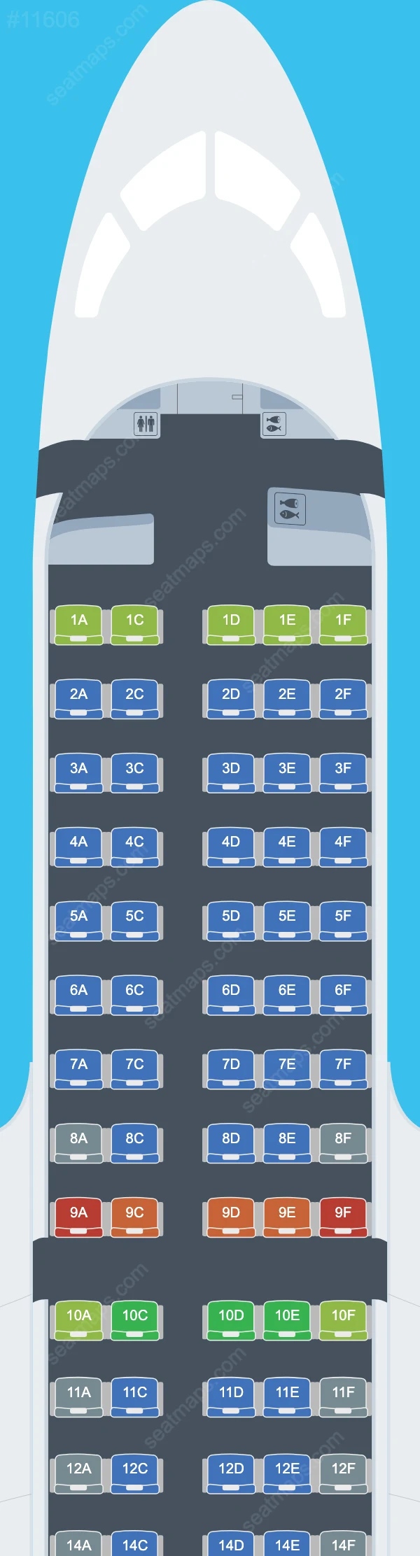 Схема салонов ITA Airways в самолетах Airbus A220-100 A220-100