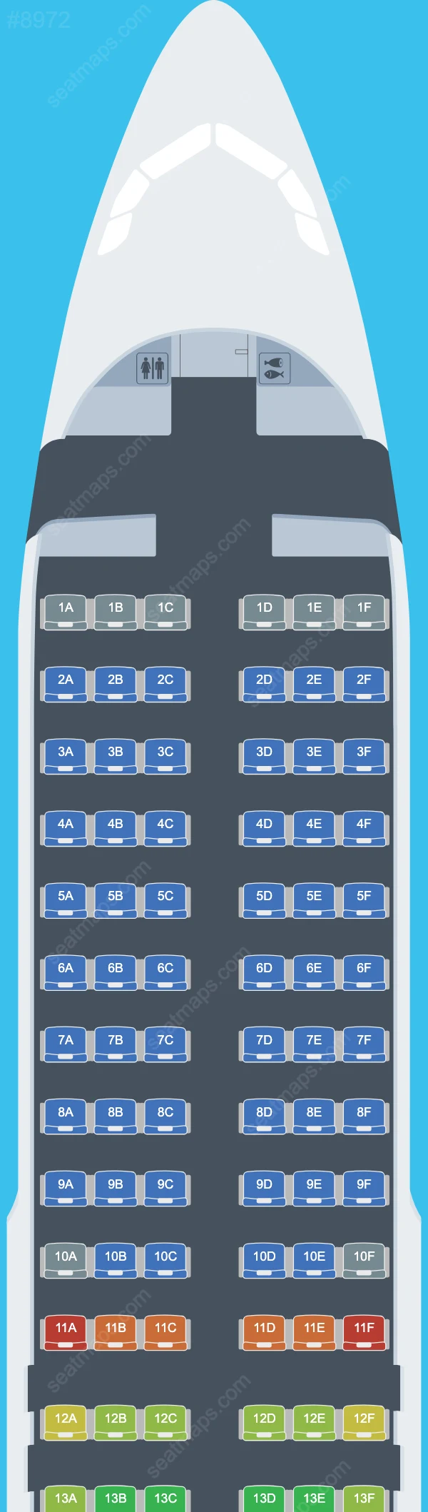 Схема салона SalamAir в самолете Airbus A320 A320-200neo