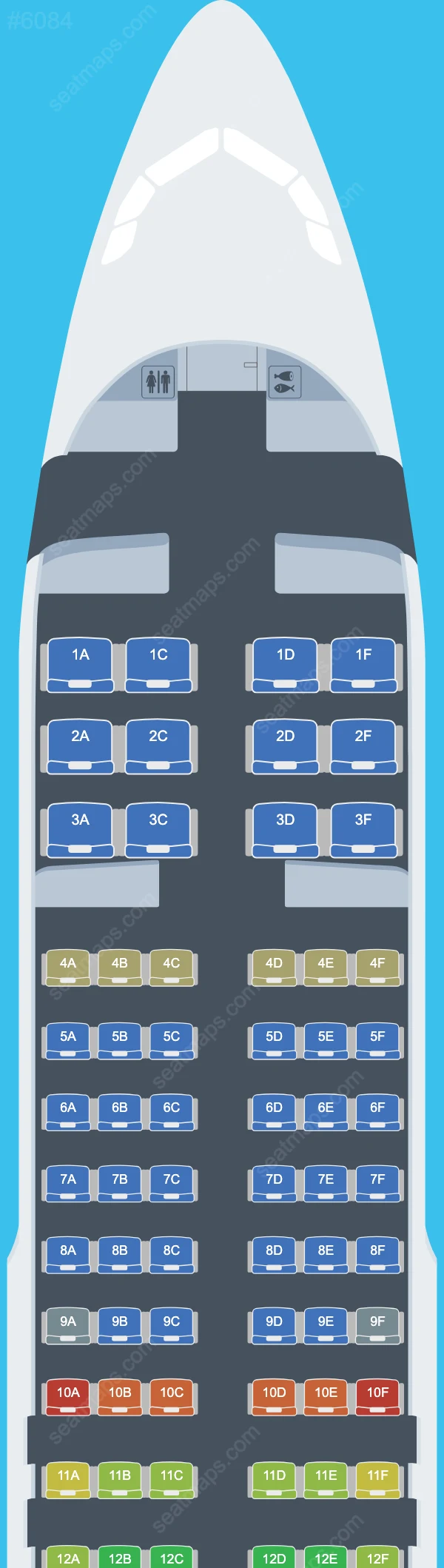 Схема салона Rossiya в самолете Airbus A320 A320-200 V.2