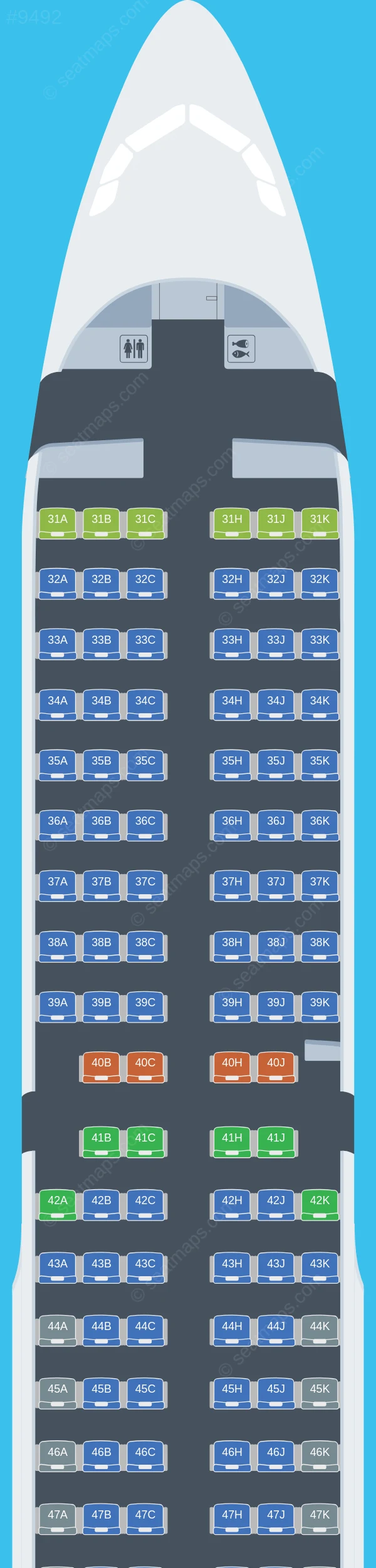 Capital Airlines (Beijing) Airbus A321-200 V.2 seatmap preview