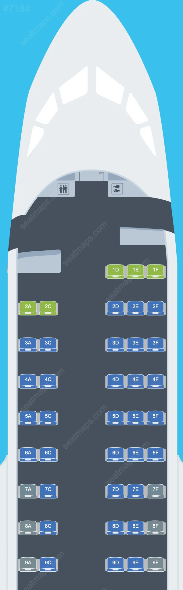 Plans des sièges de l'avion Sukhoi SSJ 100-95 de Yakutia Airlines Superjet 100-95