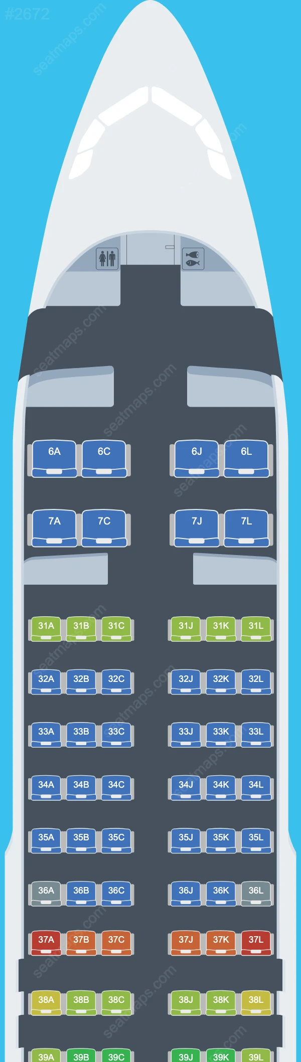 Схема салона China Eastern в самолете Airbus A320 A320-200