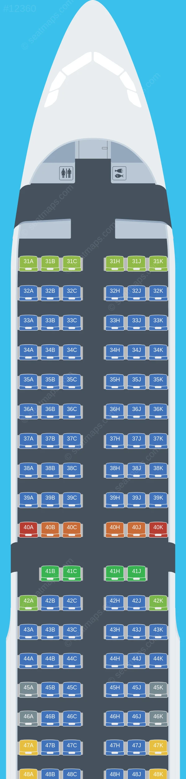 Hong Kong Airlines Airbus A321-200 seatmap preview