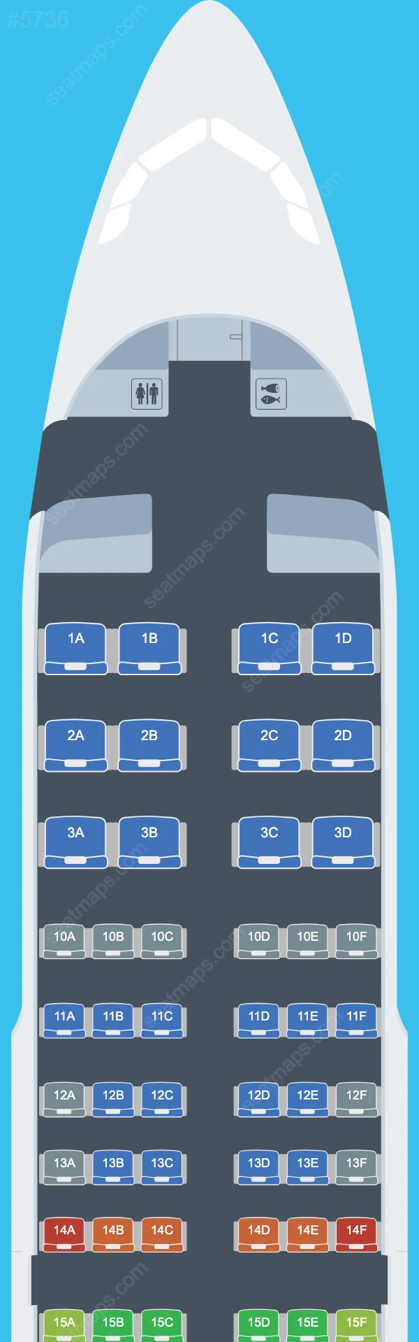Схема салона Delta в самолете Airbus A319 A319-100 V.2