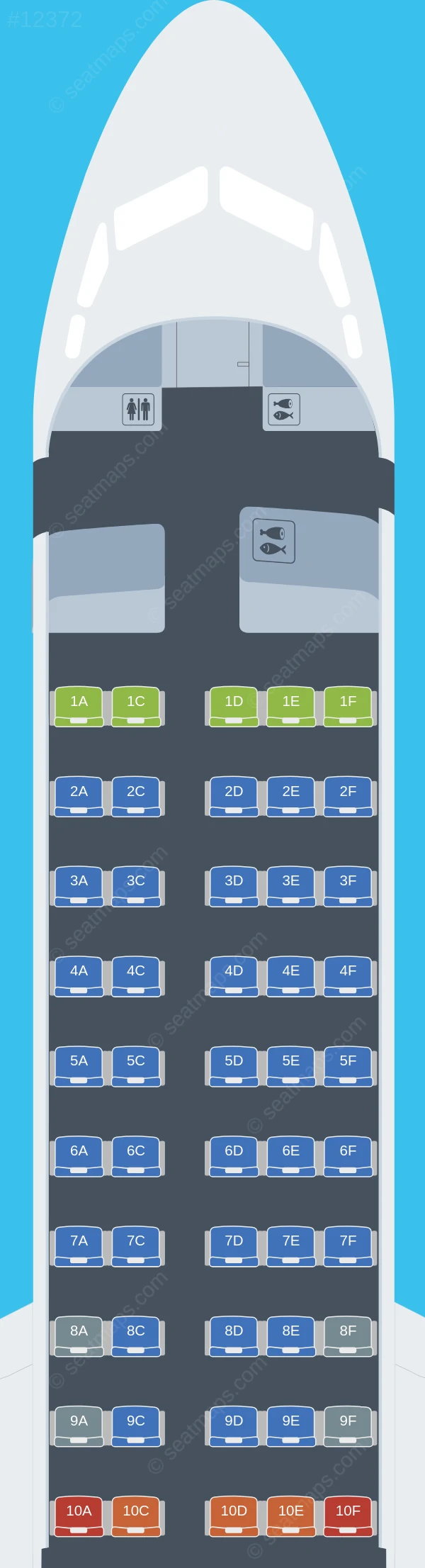 Skyward Express Fokker 70 seatmap preview