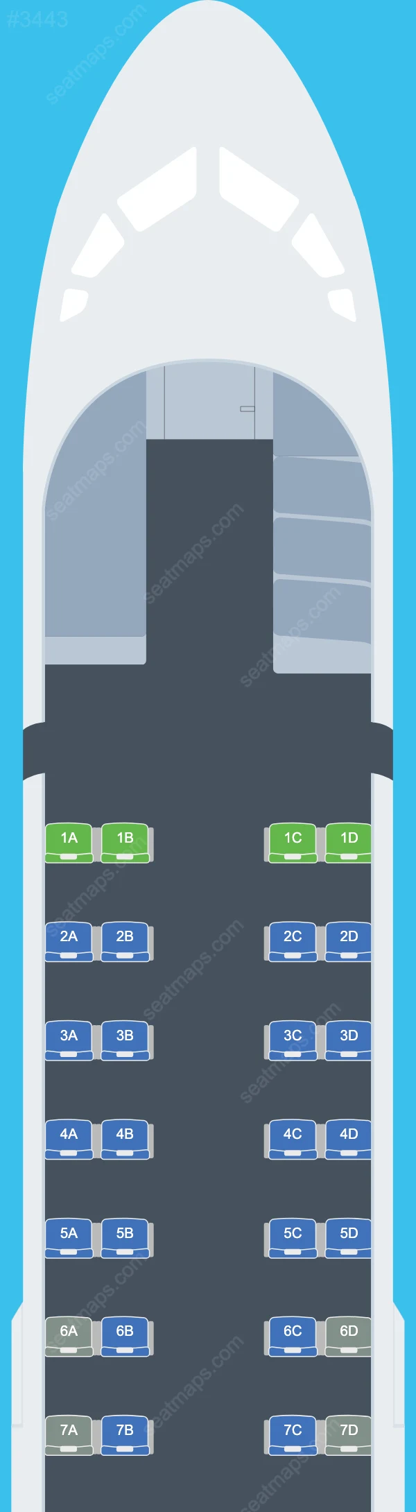 Caribbean Airlines ATR 72-600 seatmap mobile preview