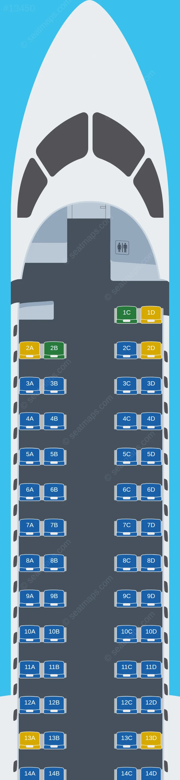 SATA Air Acores De Havilland Q400 V.2 seatmap preview