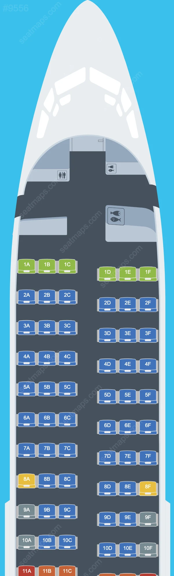 Схема салона Eznis Airways в самолете Boeing 737 737-700