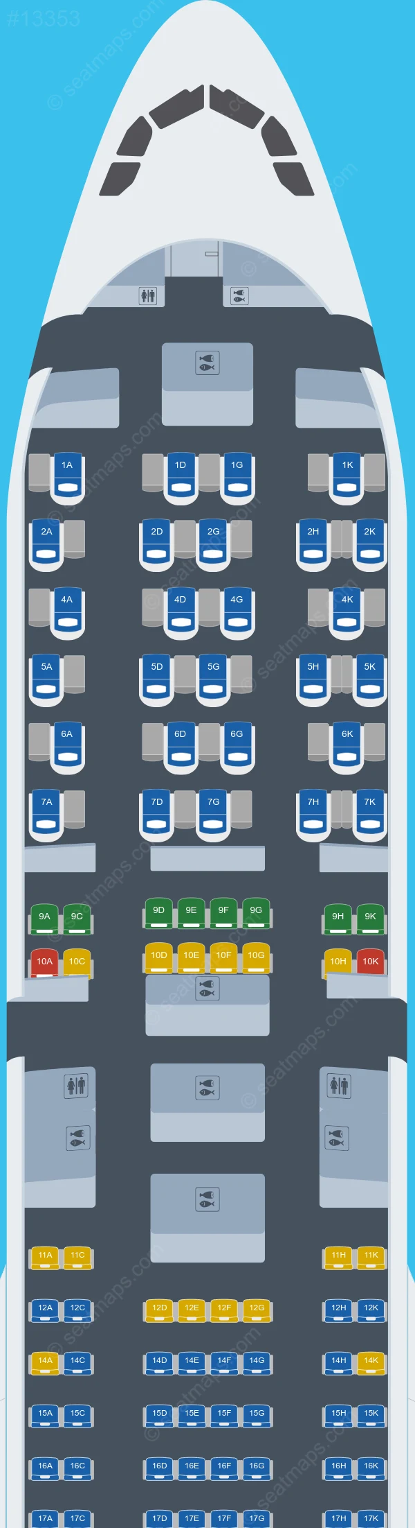 EuroAtlantic Airways Airbus A330-300 seatmap preview