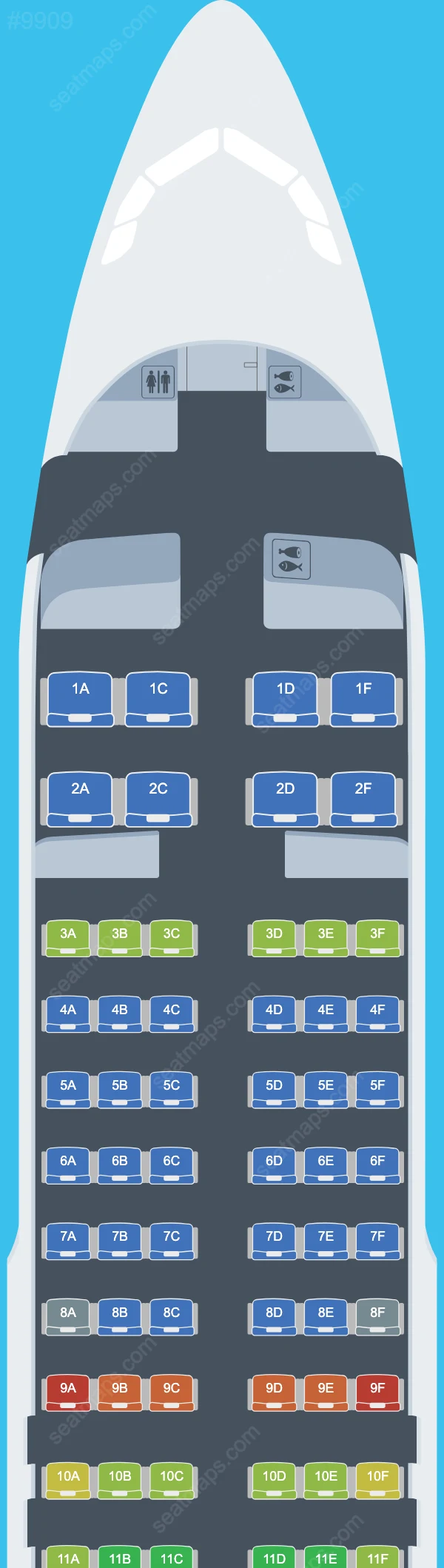 Схема салона LongJiang Airlines в самолете Airbus A320 A320-200 V.1