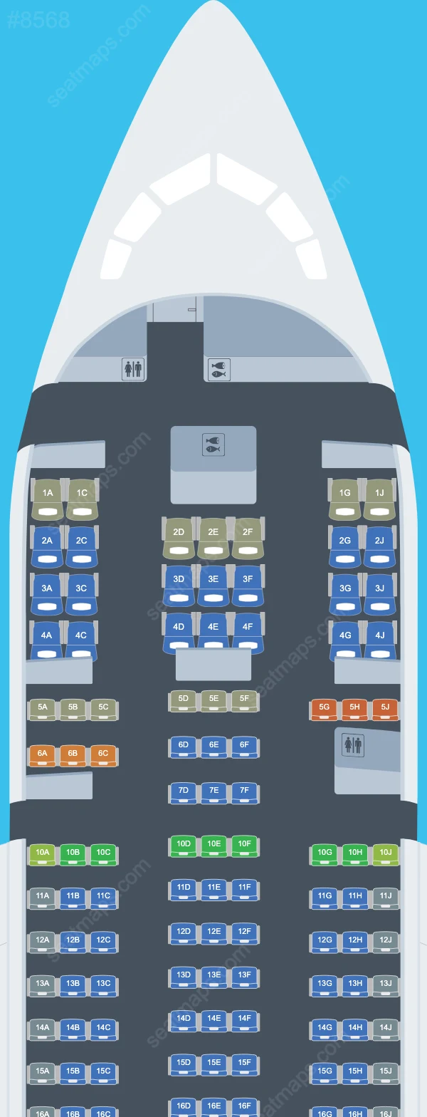 TUI fly (Belgium) Boeing 787 Seat Maps 787-8