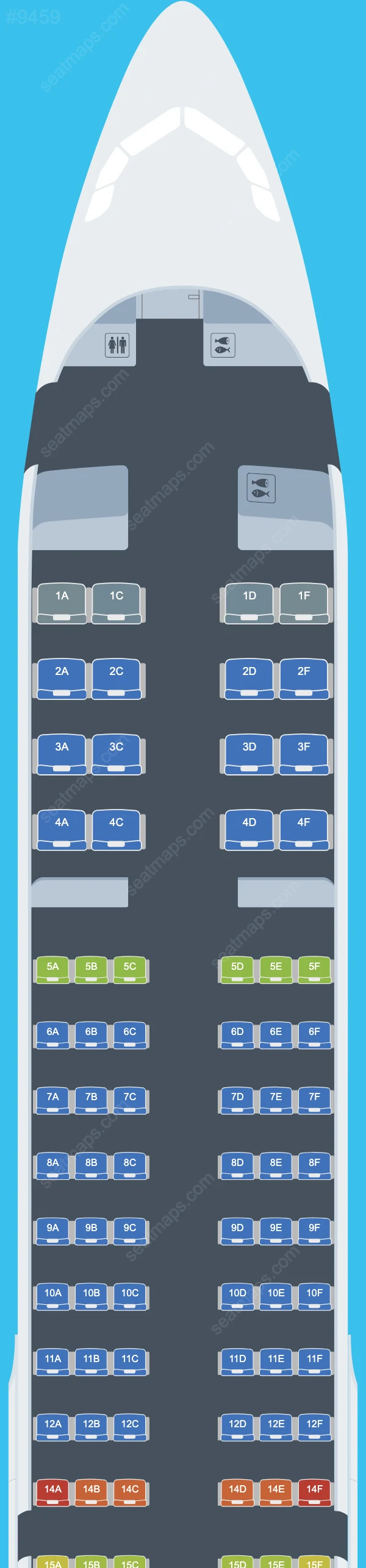 Azores Airlines Airbus A321-200neo LR seatmap mobile preview