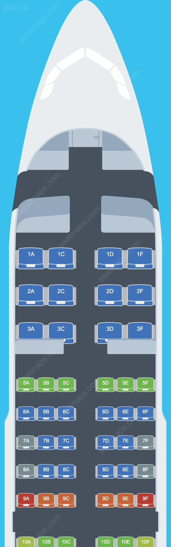 Схема салона Chengdu Airlines в самолете Airbus A319 A319-100 V.2