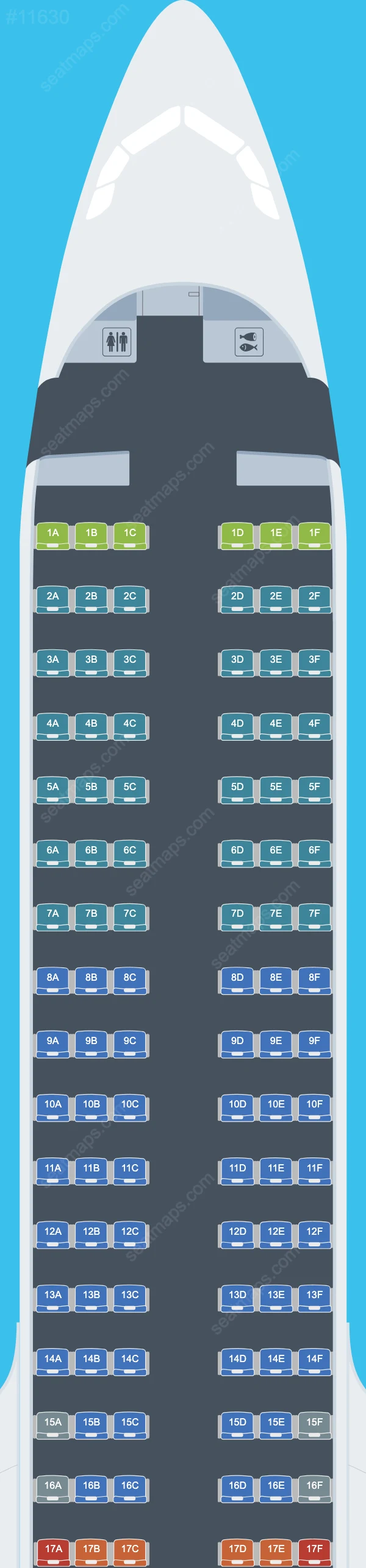 LATAM Airlines Airbus A321-200neo V.1 seatmap mobile preview