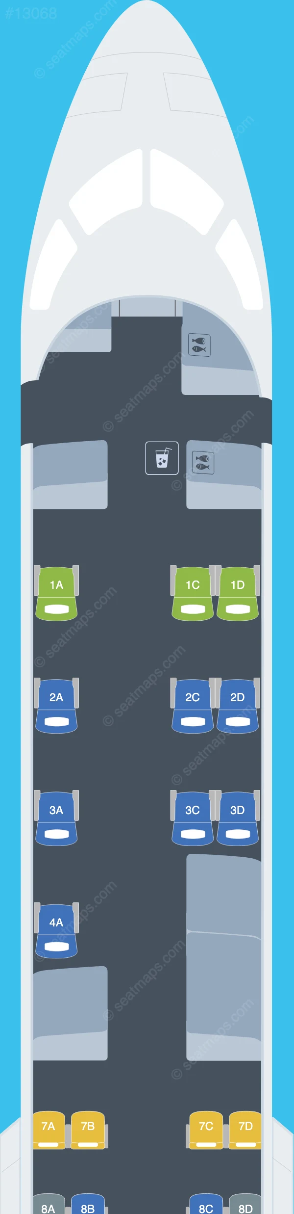 SkyWest Airlines Bombardier CRJ550 V1. UA seatmap preview