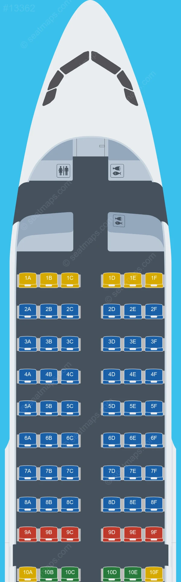 Aero Mongolia Airbus A319 aircraft seat map A319-100 V.2