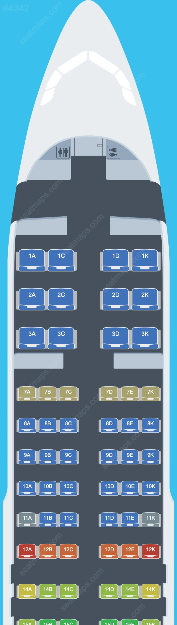 Схема салона Avianca Costa Rica в самолете Airbus A320 A320-200