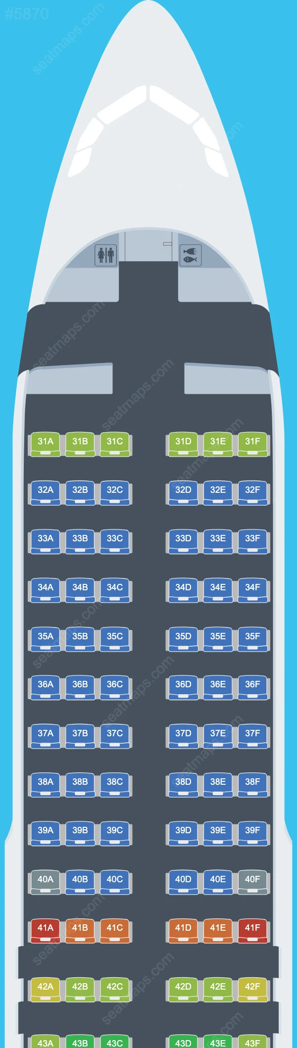 Схема салона Hong Kong Airlines в самолете Airbus A320 A320-200 V.2