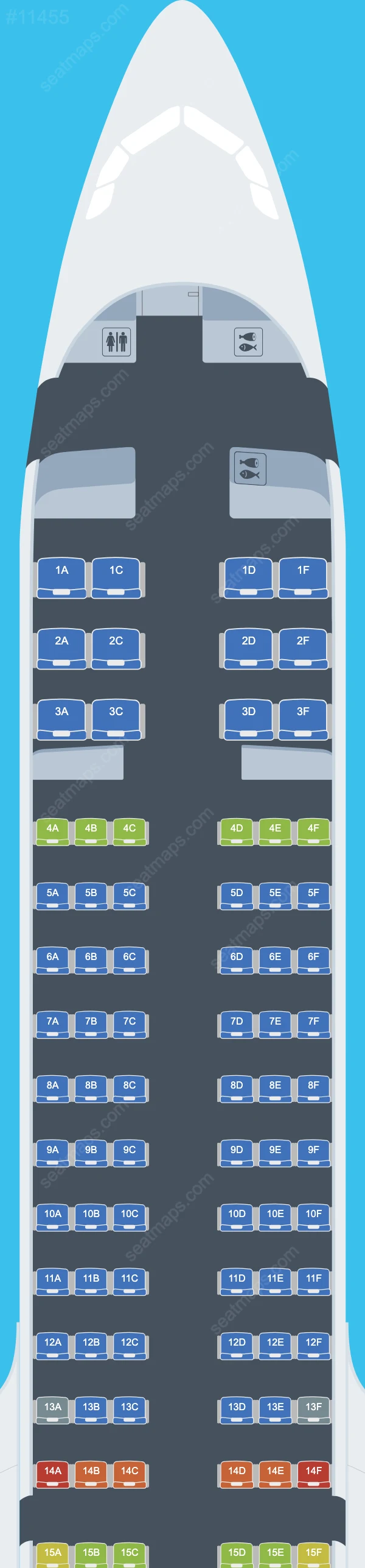 Qanot Sharq  Airlines Airbus A321-200neo seatmap preview