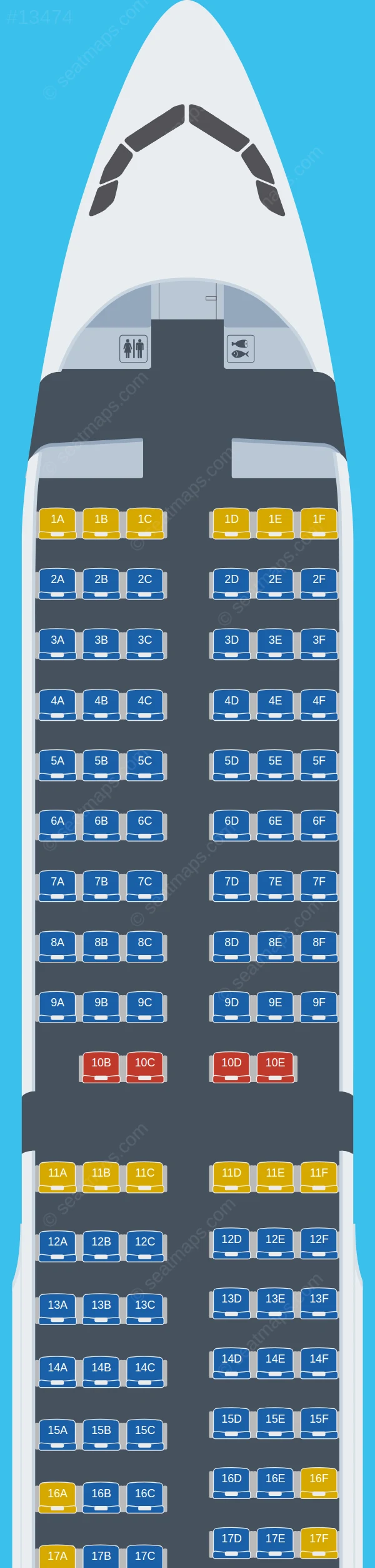 FlyOne Romania Airbus A321-200 seatmap preview