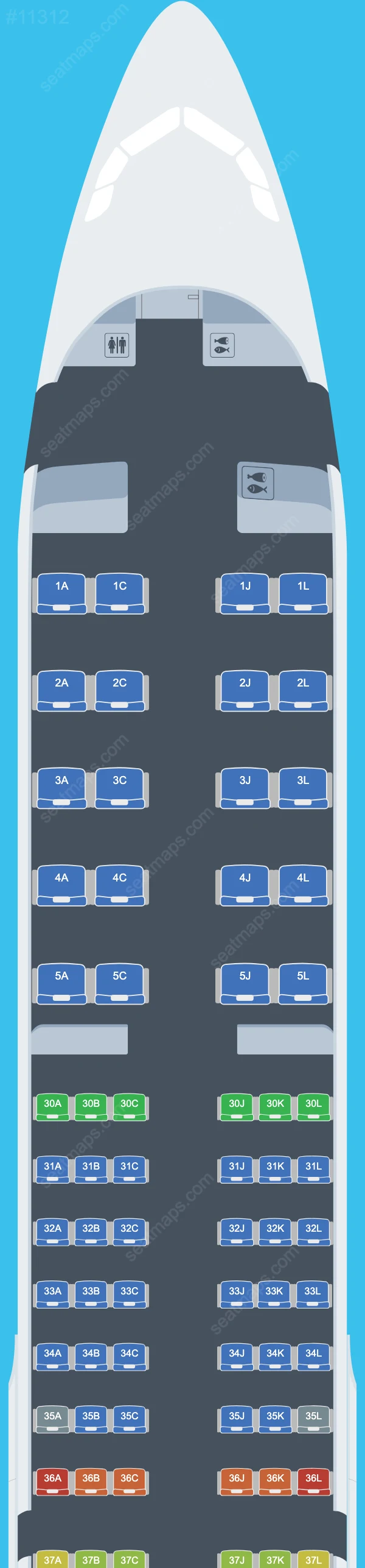 Saudia Airbus A321-200neo LR seatmap mobile preview