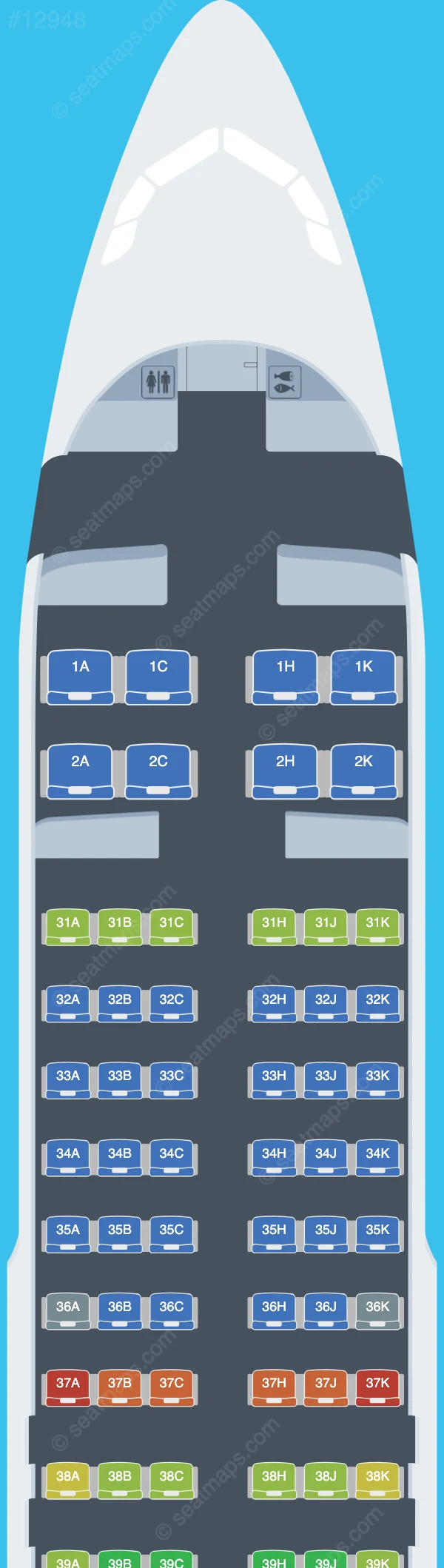 Hainan Airlines Airbus A320neo V.2 seatmap preview