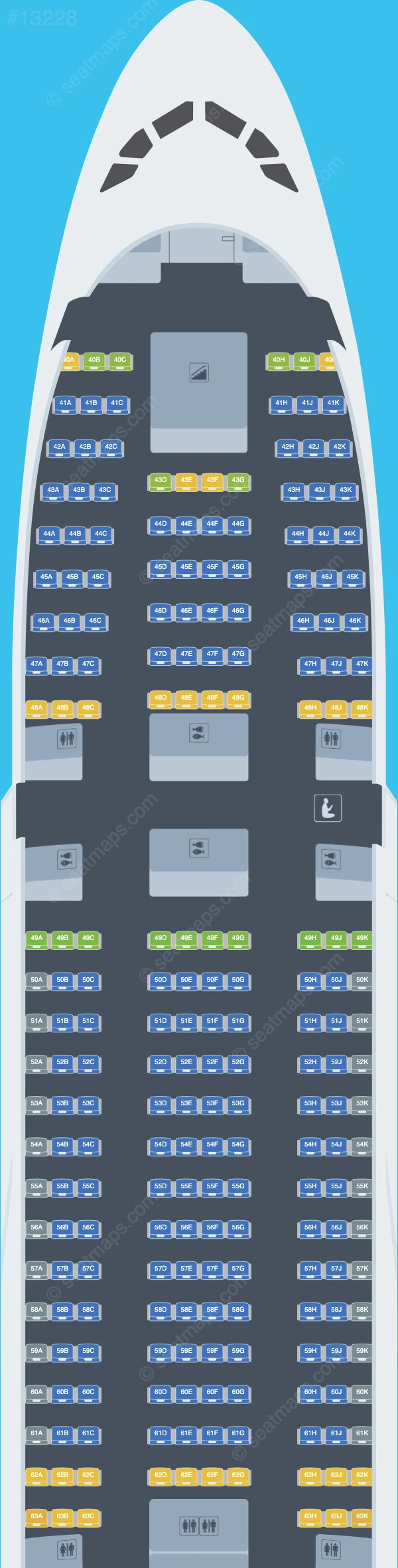 Bản đồ ghế ngồi Etihad Airways của Airbus A380 A380-800