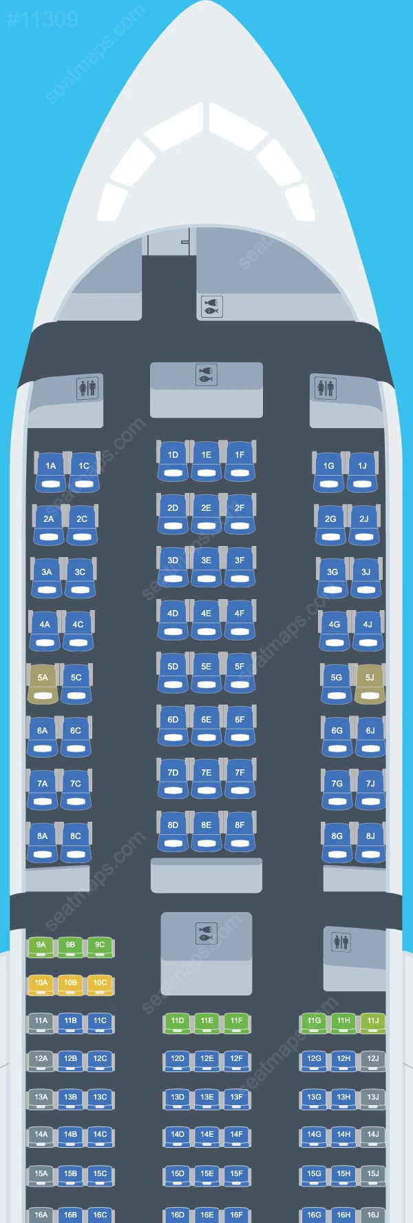 Схема салона Norse Atlantic UK в самолете Boeing 787 787-9
