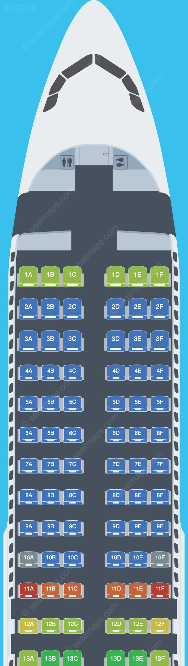 Global Crossing Airlines Airbus A320-200 V.5 seatmap preview