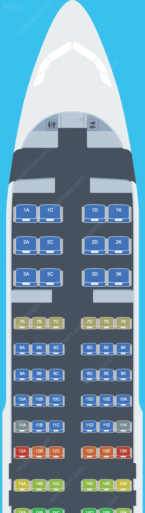 Схема салона Avianca El Salvador в самолете Airbus A320 A320-200